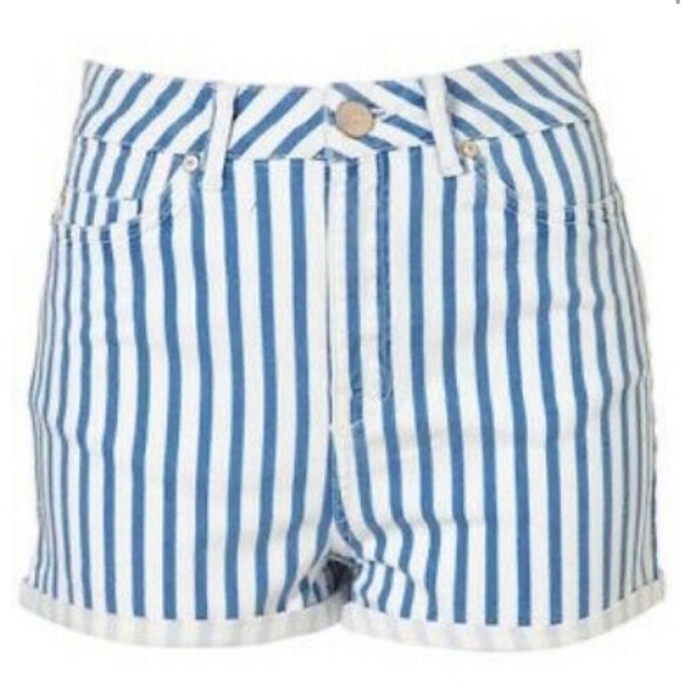 Topshop moto striped shorts